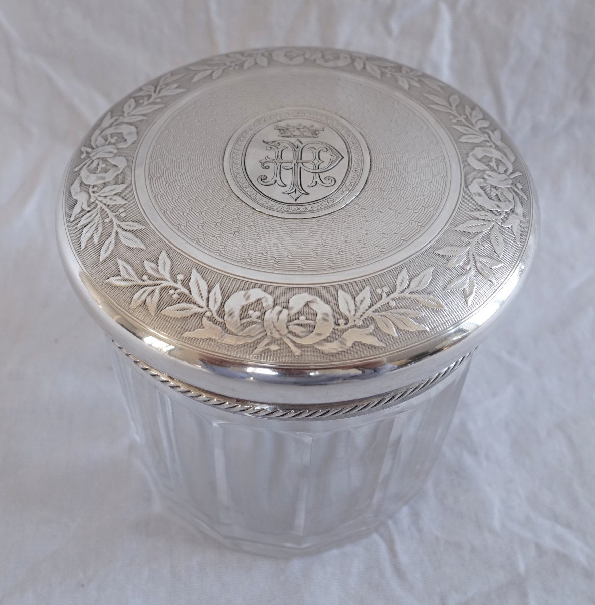 Baron's Crown - Very Large Crystal And Sterling Silver Box - France, Minerva Hallmark-photo-3