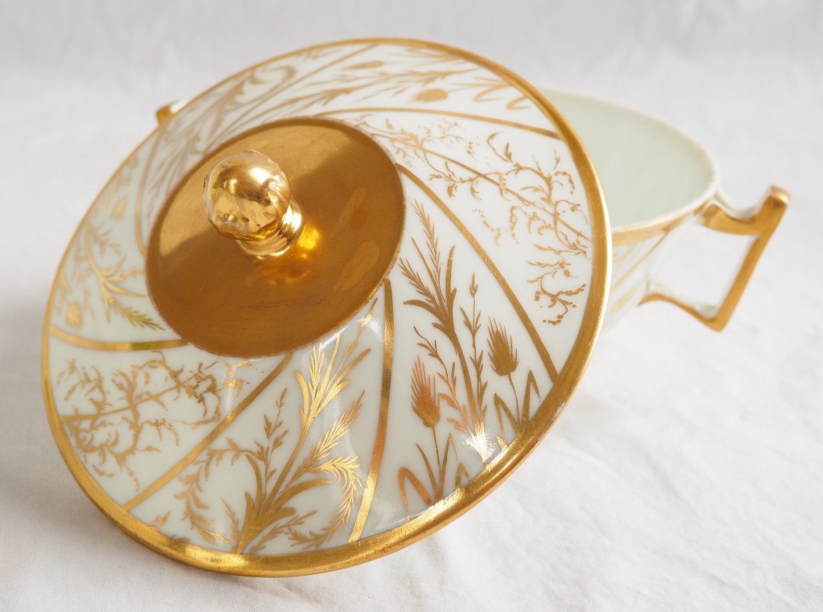 Bouillon, Bonbonniere In Paris Porcelain, Directoire Period, Gold Decor, Locré Manufacture-photo-1