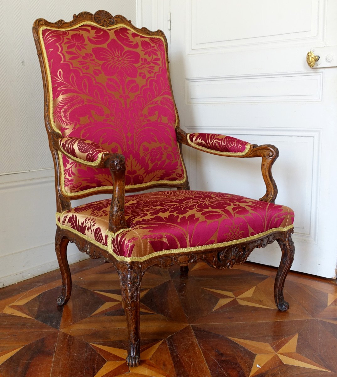 Grand Fauteuil d'époque Louis XIV Régence - Vers 1710-1720 En Bois Très Finement Sculpté-photo-2