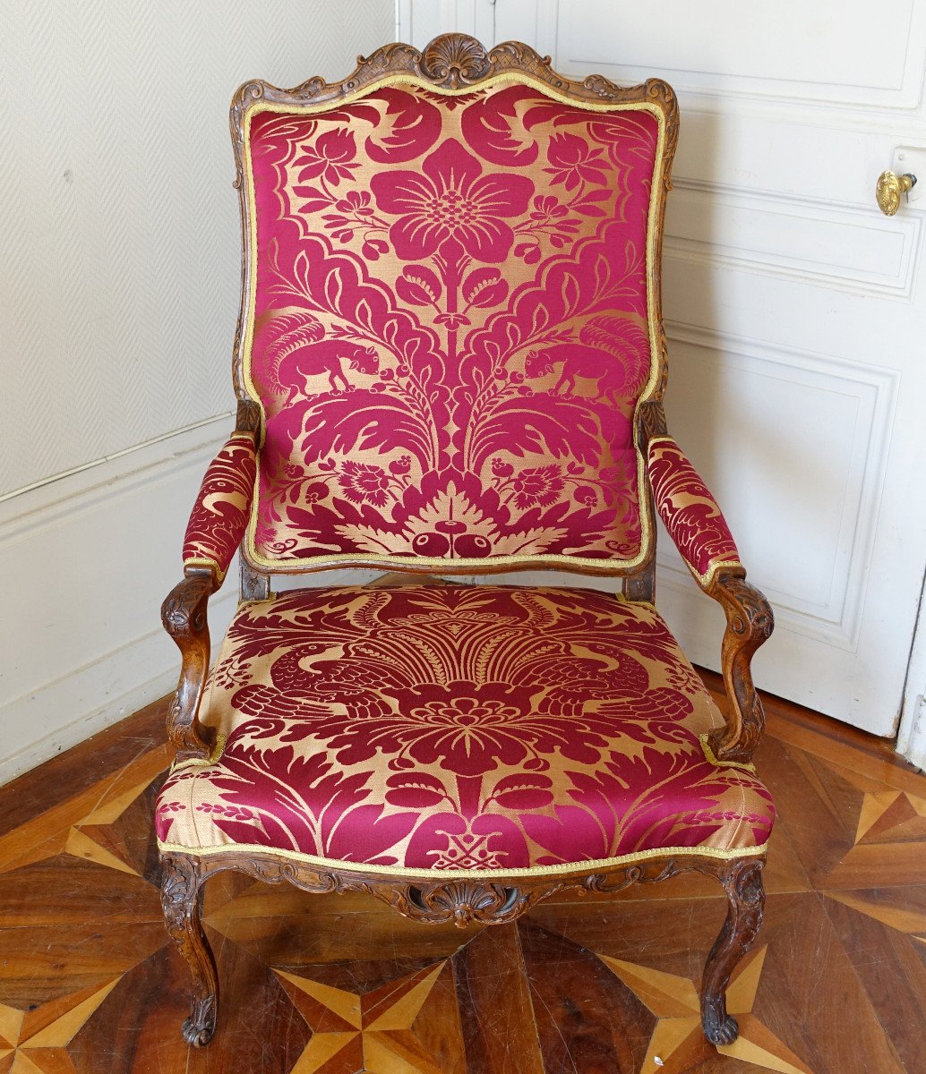 Grand Fauteuil d'époque Louis XIV Régence - Vers 1710-1720 En Bois Très Finement Sculpté-photo-3