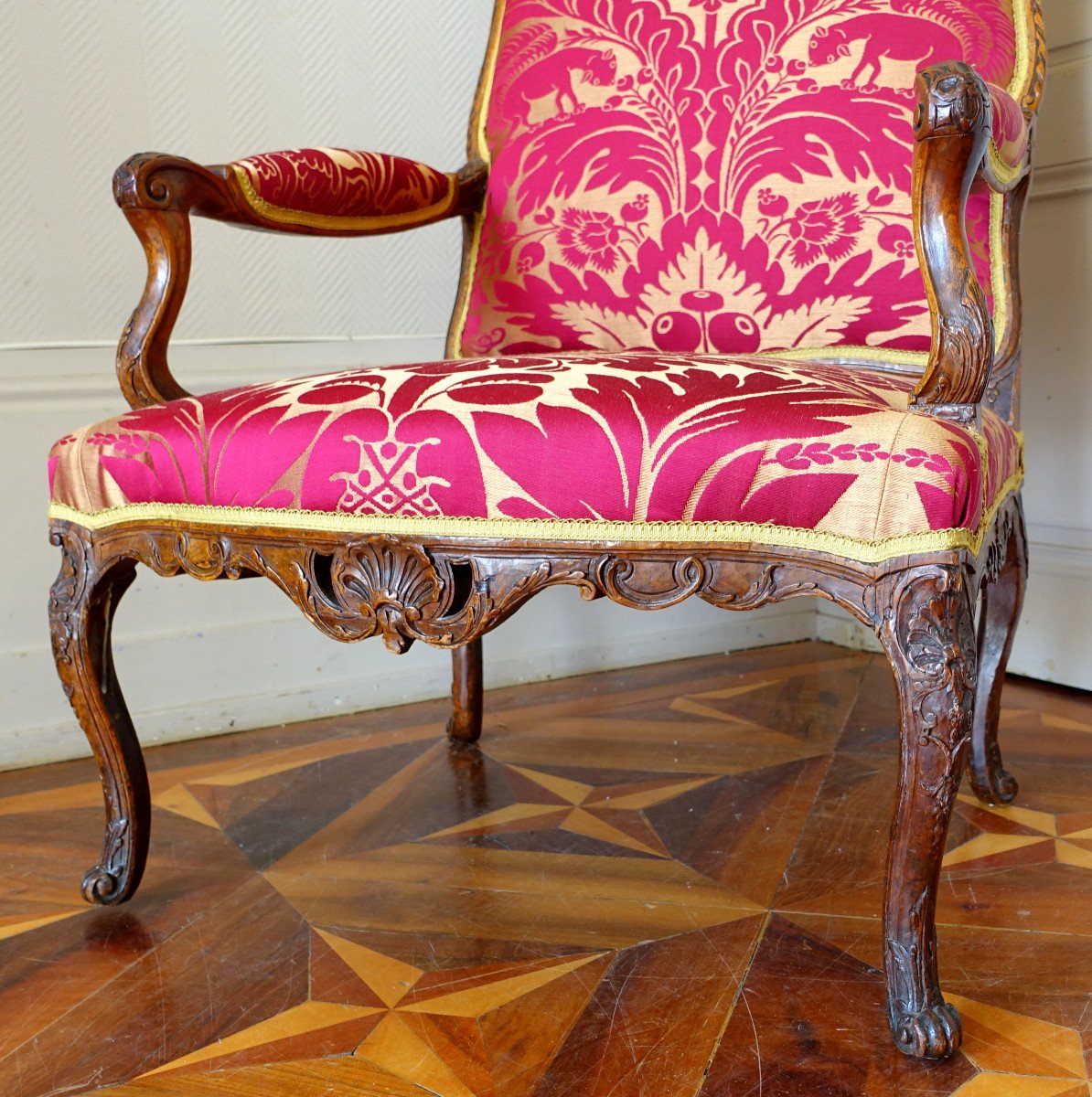 Grand Fauteuil d'époque Louis XIV Régence - Vers 1710-1720 En Bois Très Finement Sculpté-photo-5