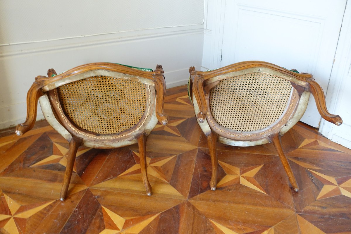 Sulpice Brizard - Pair Of Cane Armchairs, Louis XV Period-photo-6