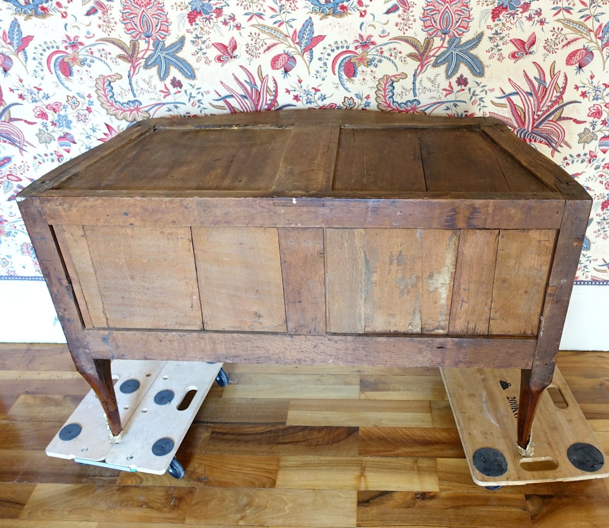 Hubert Hansen - Commode d'époque Louis XV En Plaquage De Satiné - Estampille-photo-5