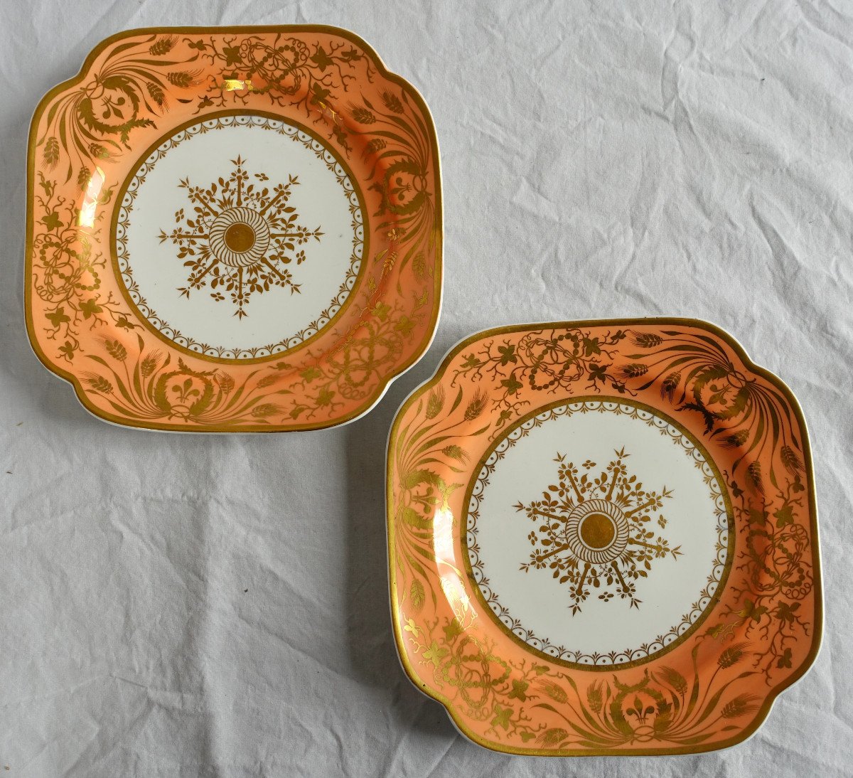Manufacture Spode - Pair Of Cake Plates In Mandarin Porcelain And Gold - Circa 1820-photo-3
