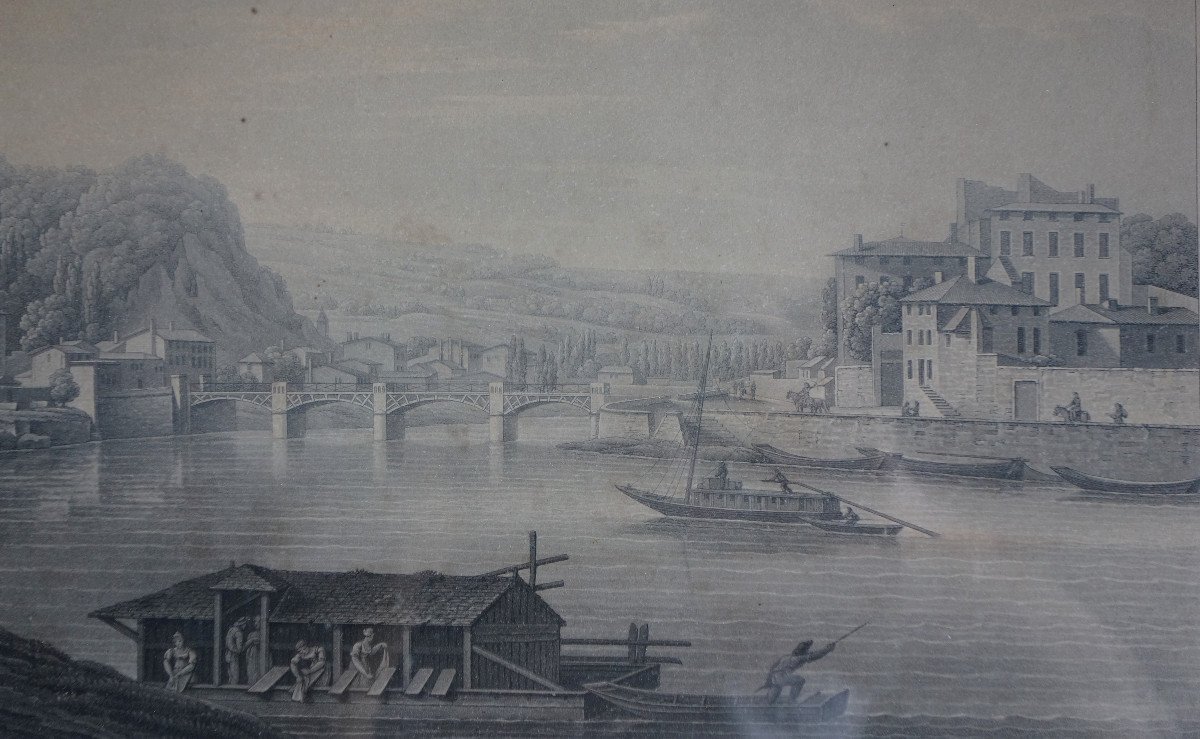 The Attics Of A Castle - Suite Of 4 Large Engravings Around Lyon - Early 19th -photo-3