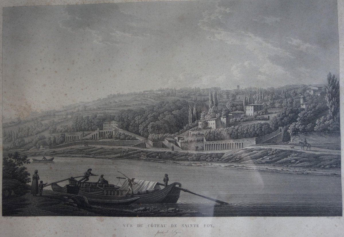 The Attics Of A Castle - Suite Of 4 Large Engravings Around Lyon - Early 19th -photo-4