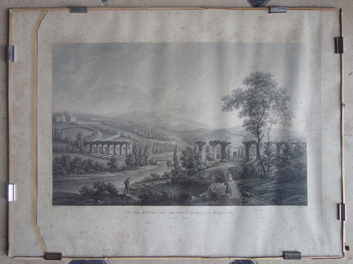 The Attics Of A Castle - Suite Of 4 Large Engravings Around Lyon - Early 19th -photo-5