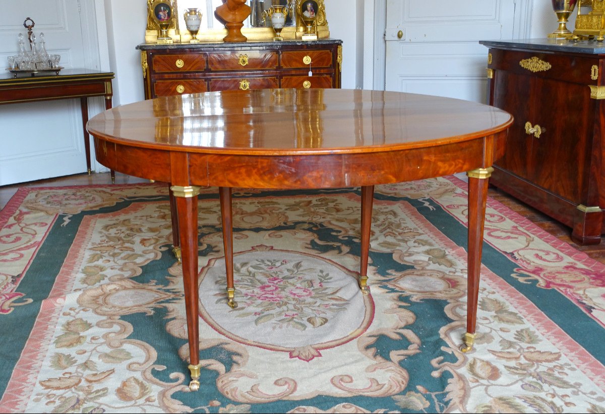 Very Large Louis XVI Style Mahogany Dining Room Table For 20p, Late 19th Century 150x420cm -photo-8
