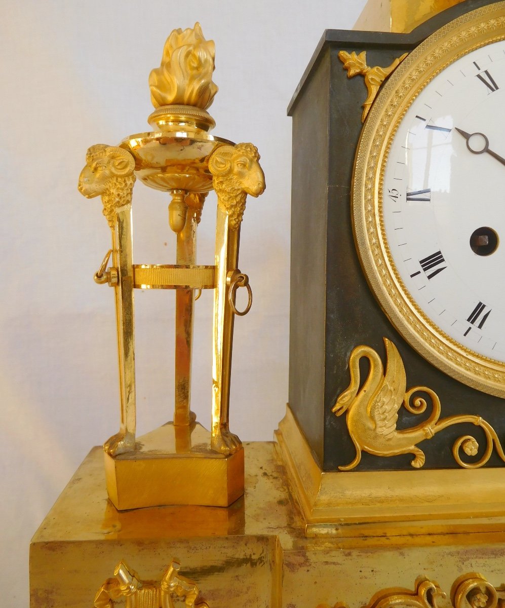 Ravrio & Mesnil : Empire Ormolu Clock, Mercury Gilt, Early 19th Century - Signed-photo-2