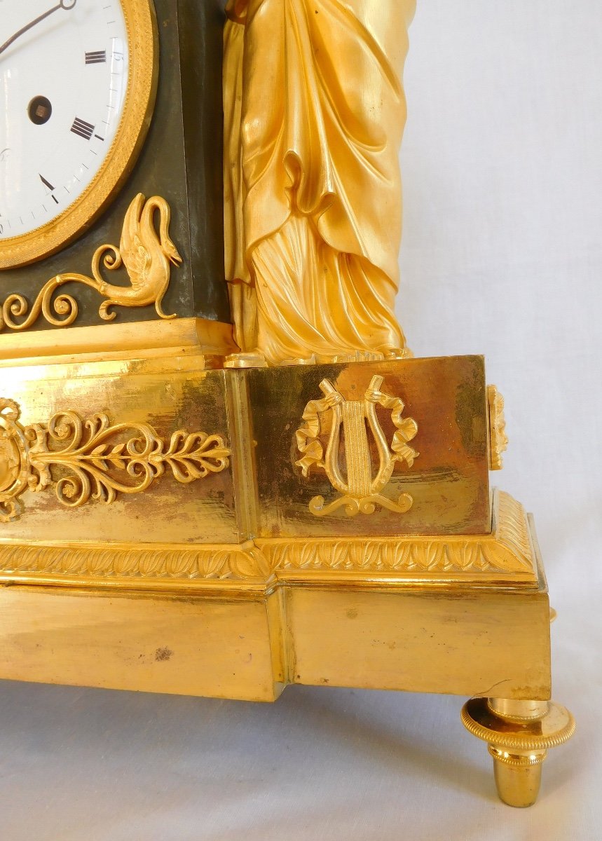 Ravrio & Mesnil : Empire Ormolu Clock, Mercury Gilt, Early 19th Century - Signed-photo-3