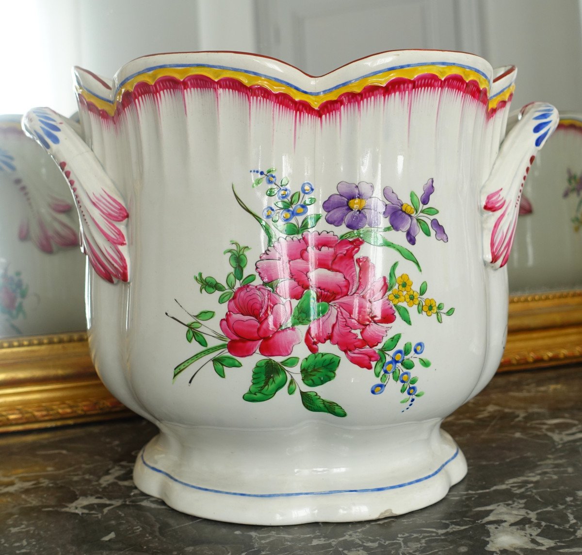 Lunéville - Pair Of Large Champagne Buckets Or Giant Earthenware Planters - 19th Century-photo-3