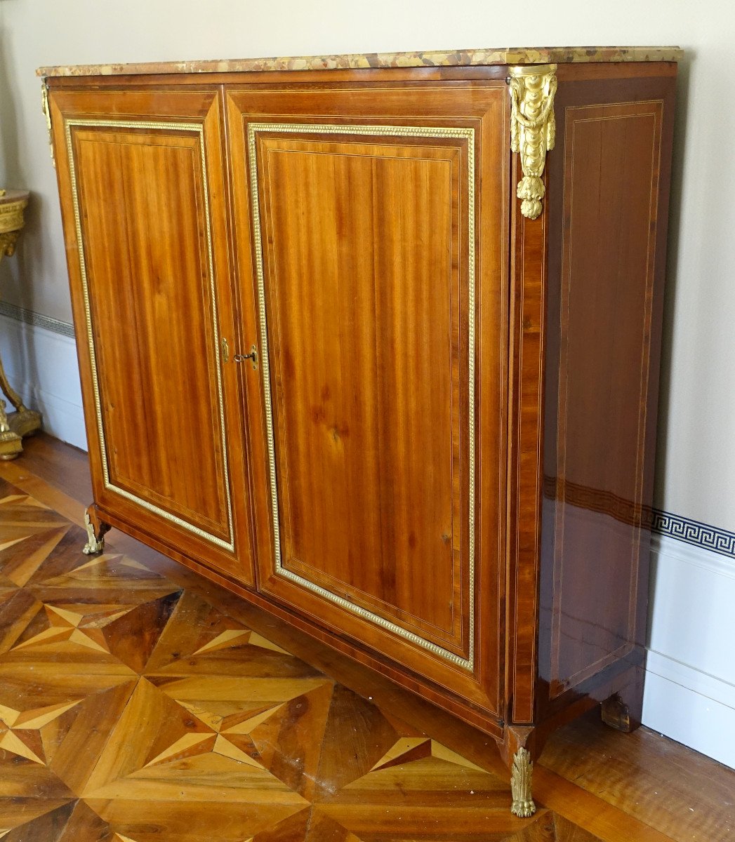 Period Transition Buffet In Satin Marquetry - Shallow Depth H135 X L166 X P41cm-photo-2