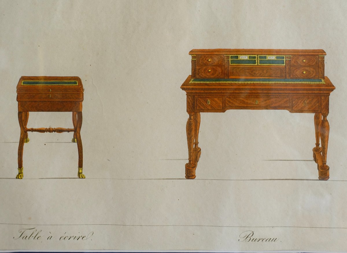 La Mésangère - Meubles Et Objets De Goût Au Début 19e, Gravures Polychromes Cadre Bois Doré 3/7-photo-4