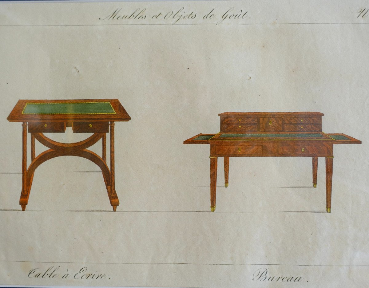 La Mésangère - Meubles Et Objets De Goût Au Début 19e, Gravures Polychromes Cadre Bois Doré 3/7-photo-1