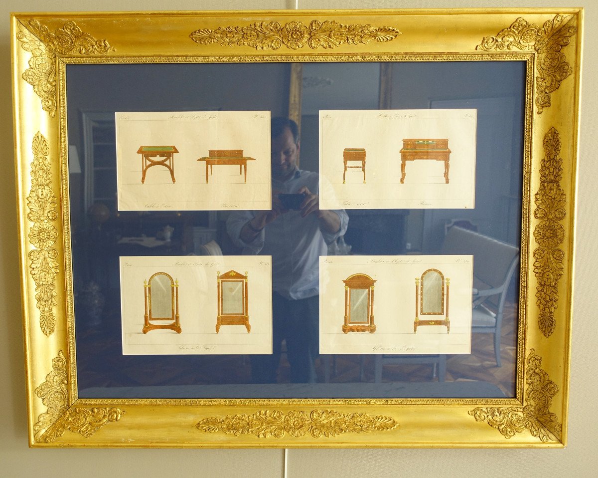 La Mésangère - Furniture And Objects Of Taste At The Early 19th Century, Polychrome Engravings Golden Wood Frame 3/7