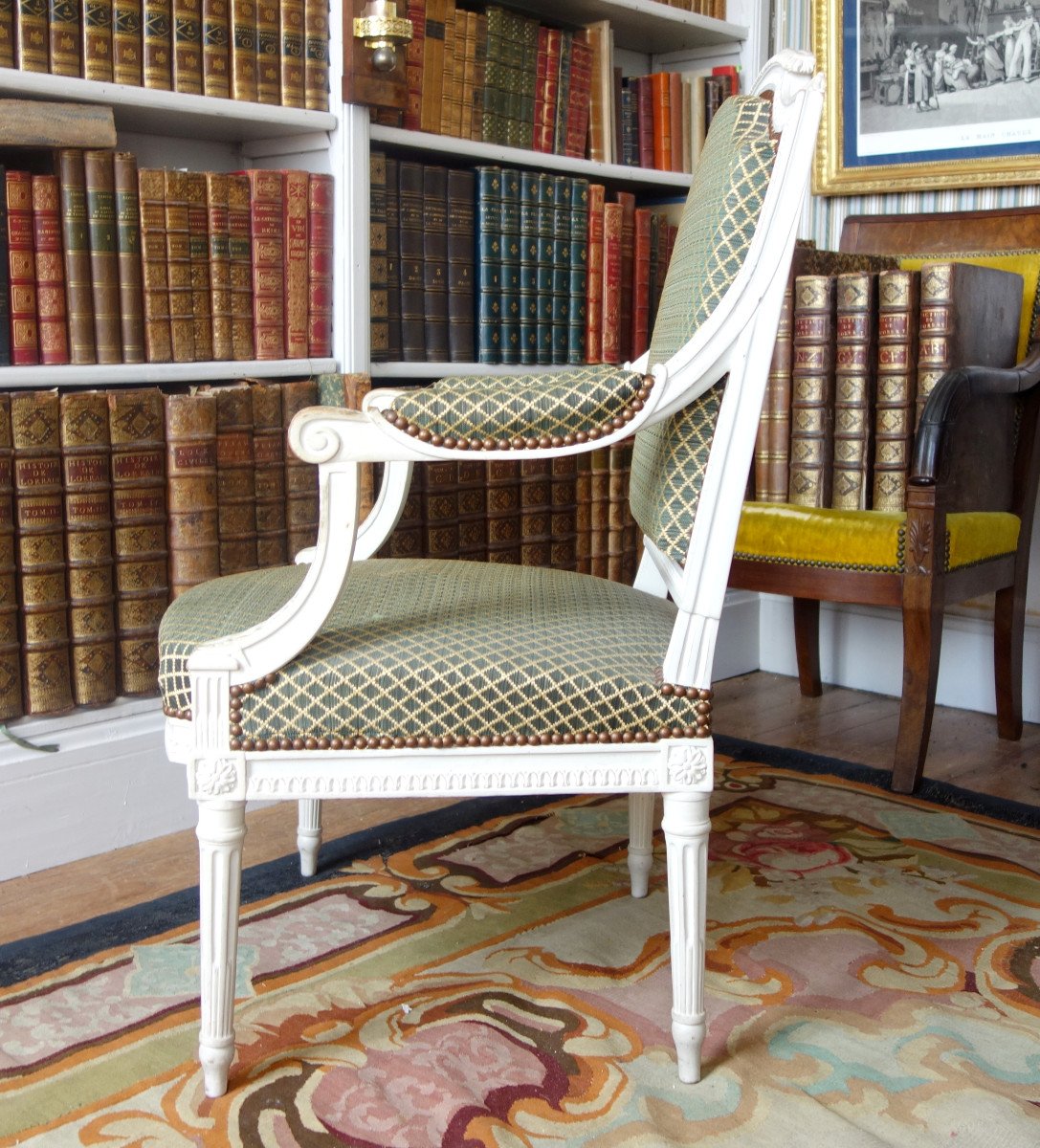 Claude Séné (attribué à) - Fauteuil De Bureau d'époque Louis XVI Recouvert De Crin De Cheval-photo-6