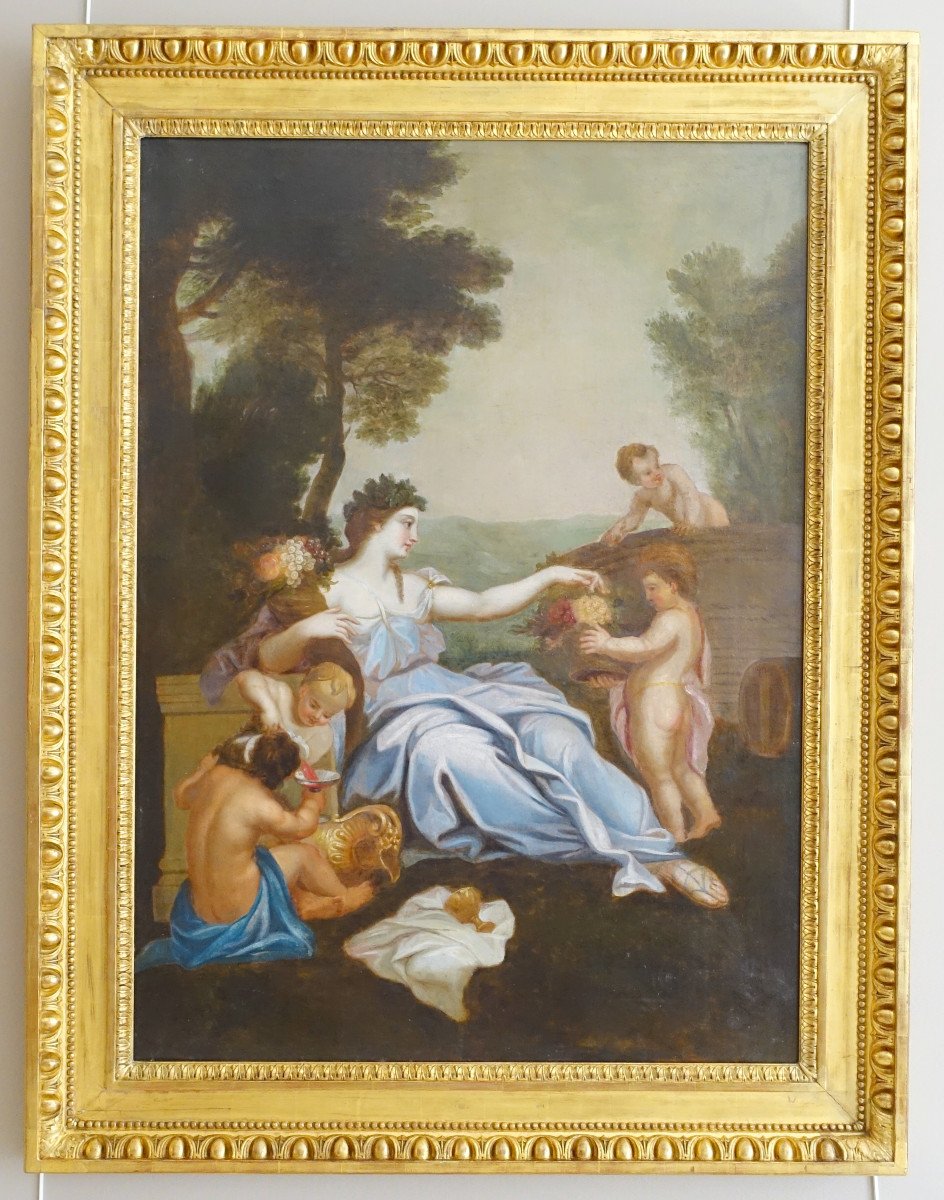 Ecole Française Du 18e Siècle Scène Bacchanale Néo Classique - Grande Huile Sur Toile 111x144cm-photo-2