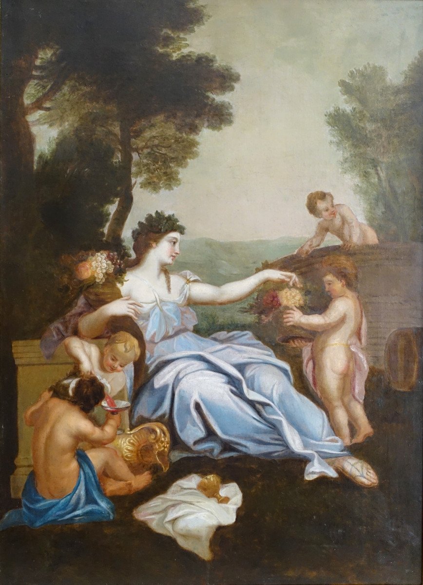 Ecole Française Du 18e Siècle Scène Bacchanale Néo Classique - Grande Huile Sur Toile 111x144cm-photo-3