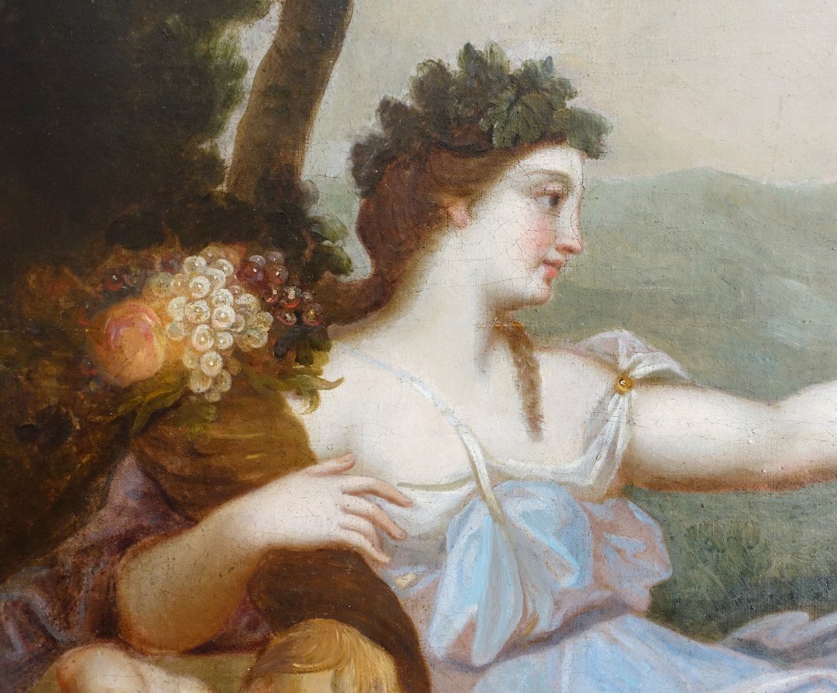 Ecole Française Du 18e Siècle Scène Bacchanale Néo Classique - Grande Huile Sur Toile 111x144cm-photo-2