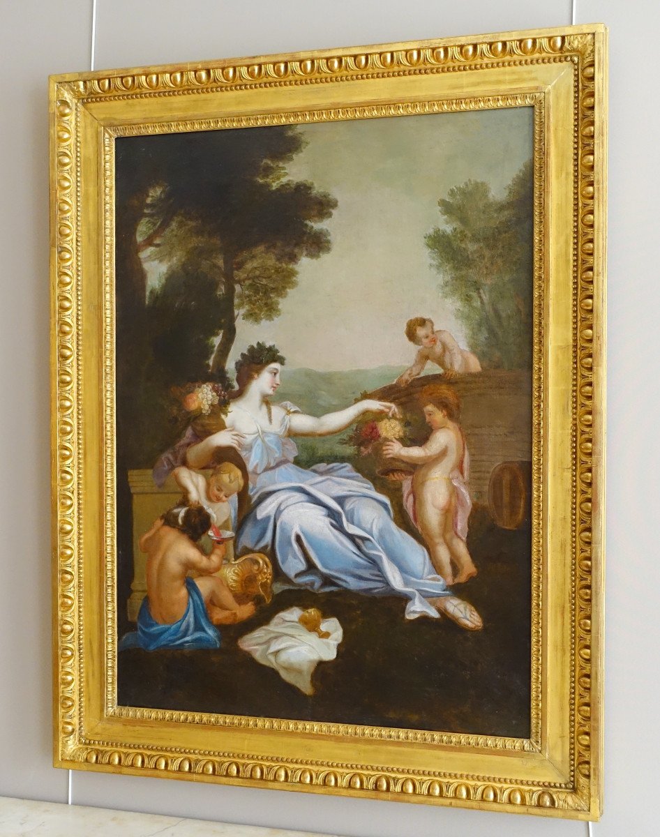 Ecole Française Du 18e Siècle Scène Bacchanale Néo Classique - Grande Huile Sur Toile 111x144cm-photo-3