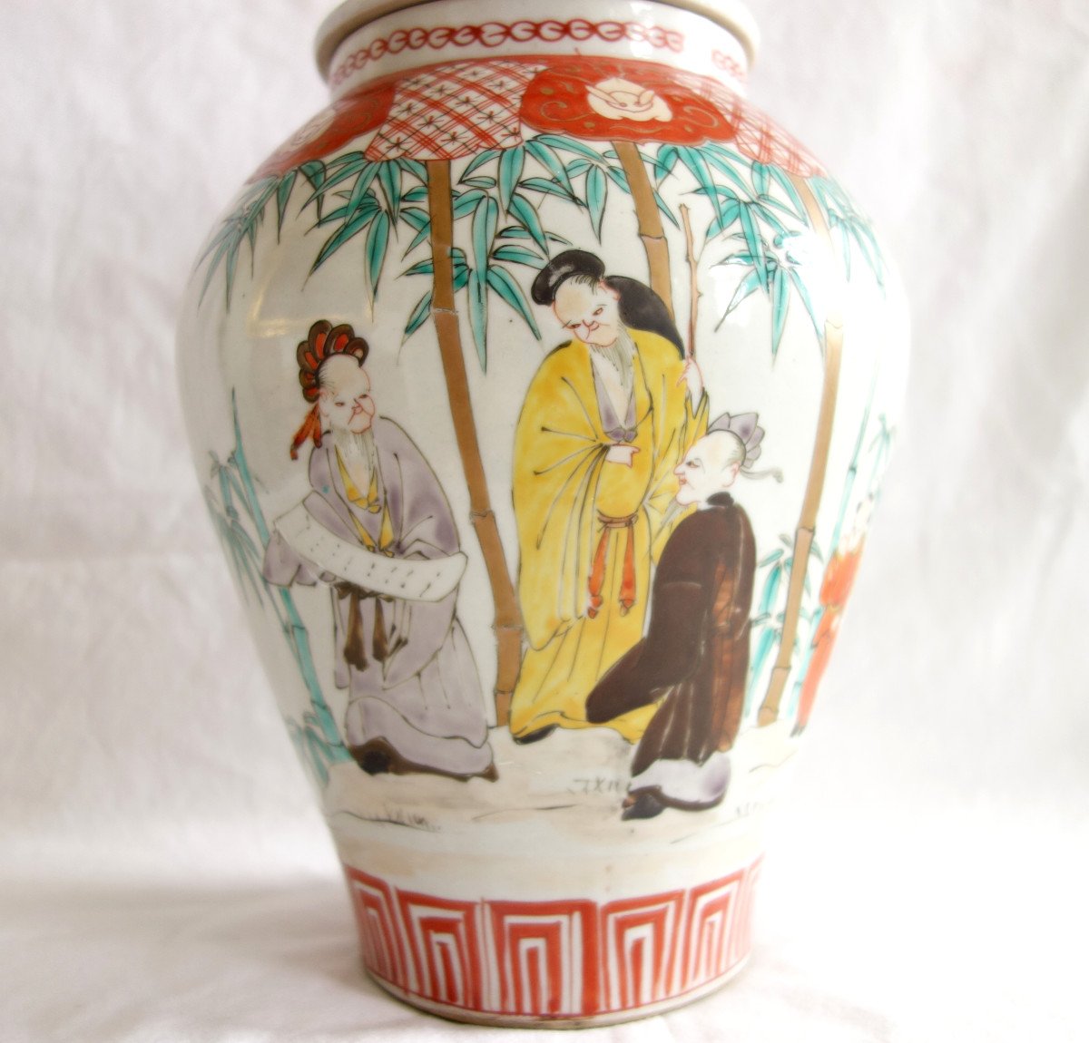 Chinese Porcelain Vase Lamp, Famille Verte-photo-4