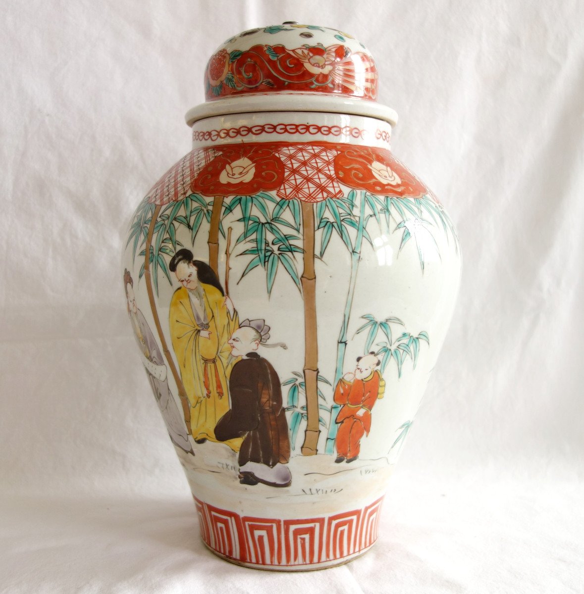 Chinese Porcelain Vase Lamp, Famille Verte-photo-1