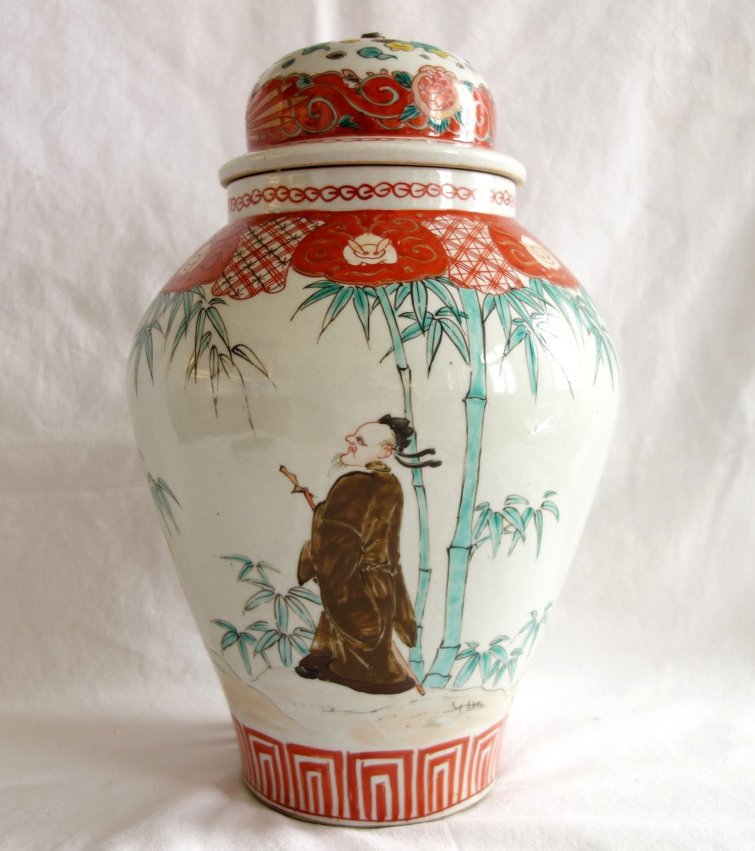 Chinese Porcelain Vase Lamp, Famille Verte-photo-2