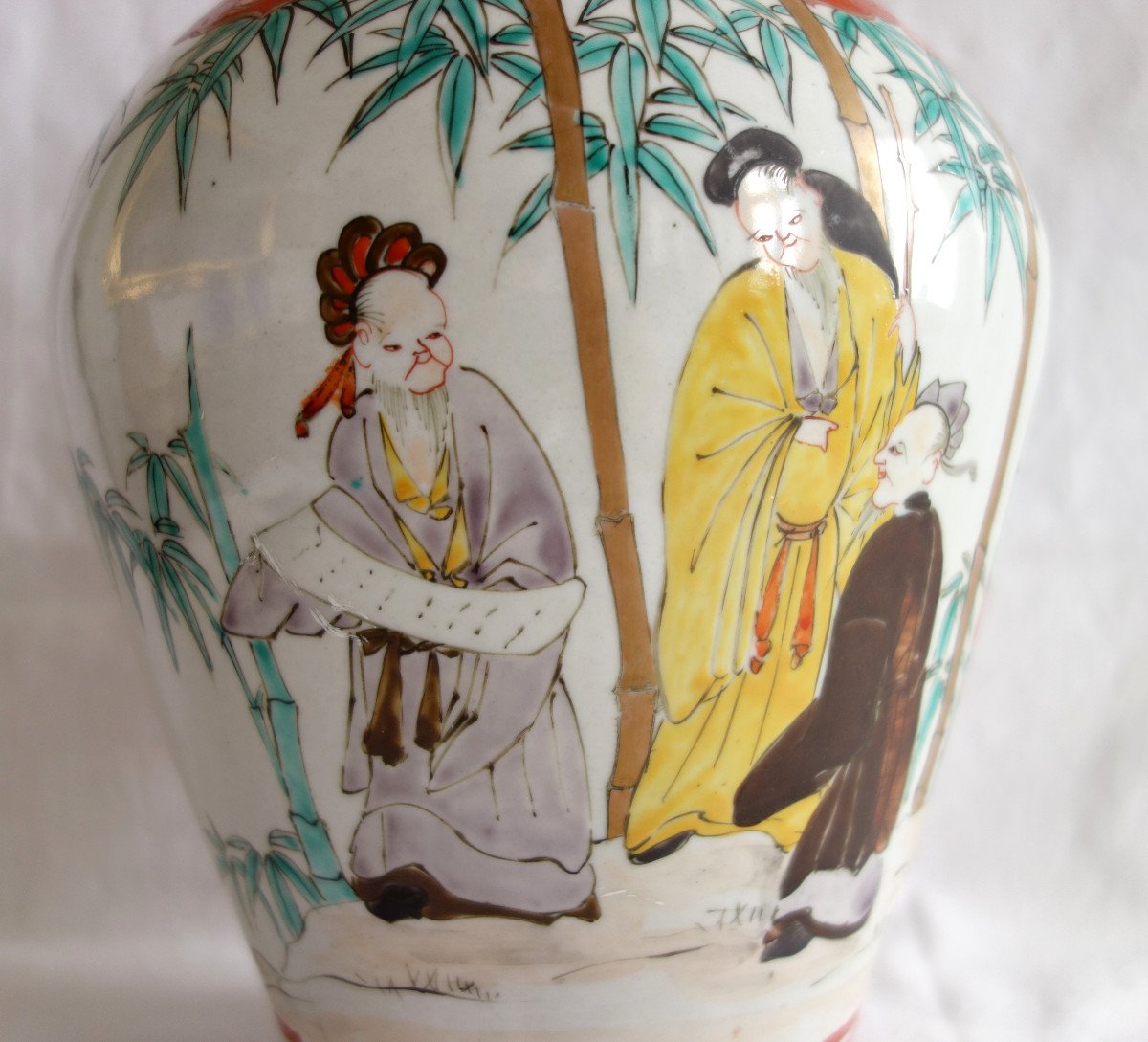 Chinese Porcelain Vase Lamp, Famille Verte-photo-5