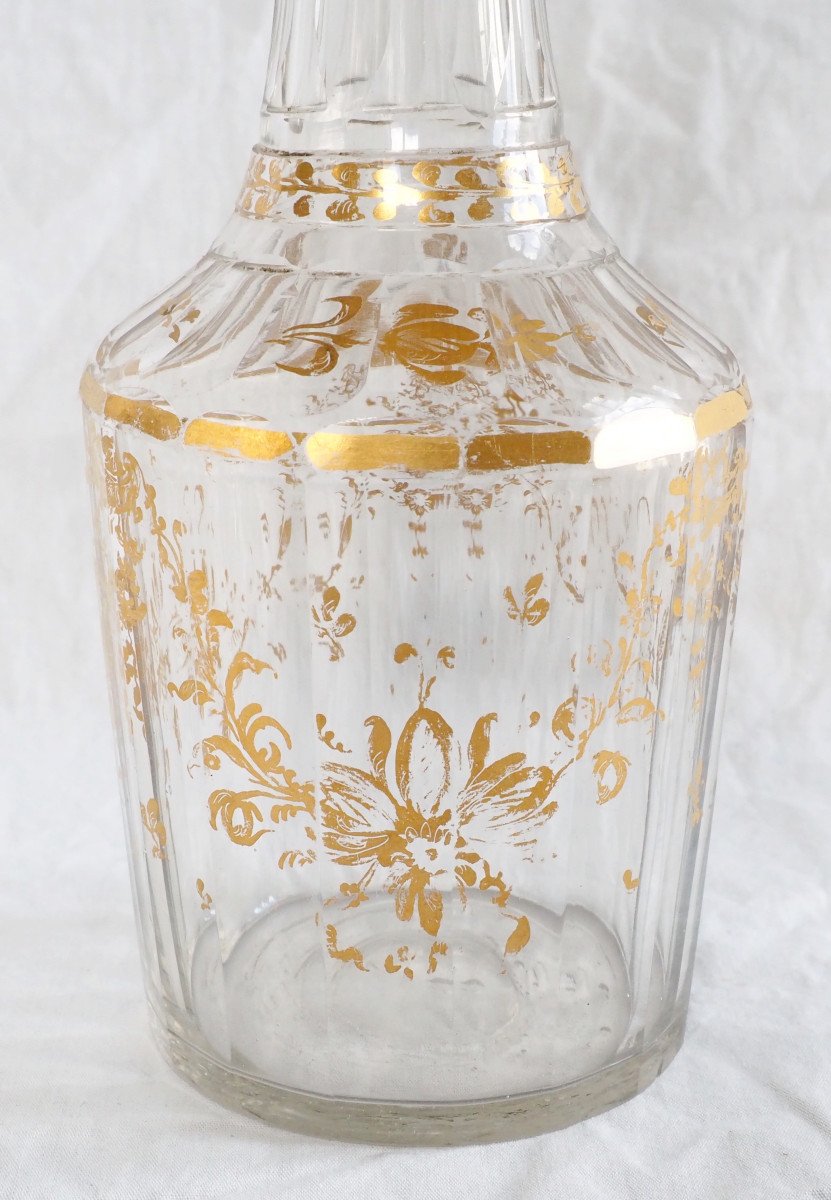 18e Siècle - Carafe à Liqueur En Verre Taillé Et Doré - époque Louis XVI-photo-3