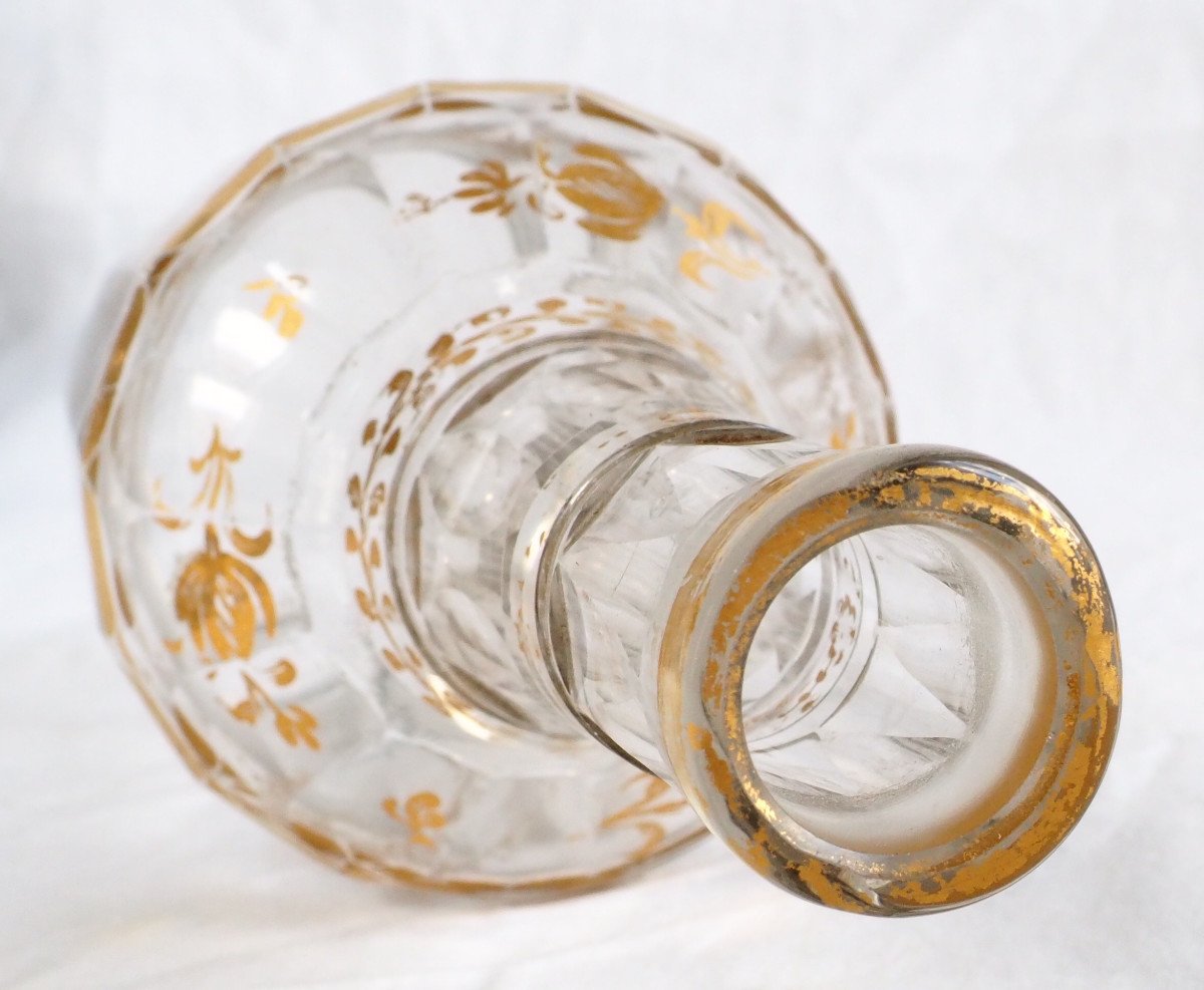 18e Siècle - Carafe à Liqueur En Verre Taillé Et Doré - époque Louis XVI-photo-2