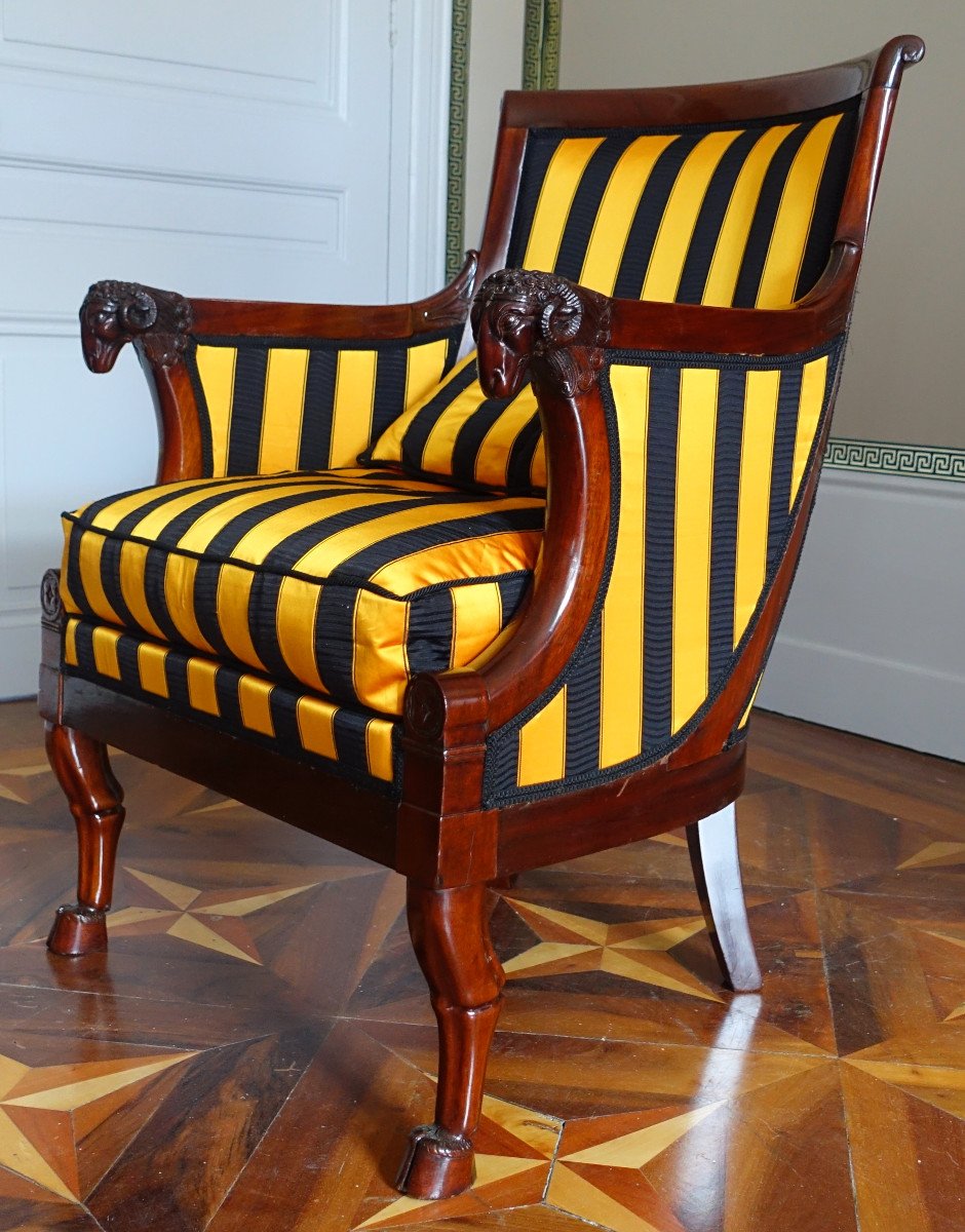 Bergère - Consulate Period Mahogany Office Chair Attributed To Jacob Frères-photo-3