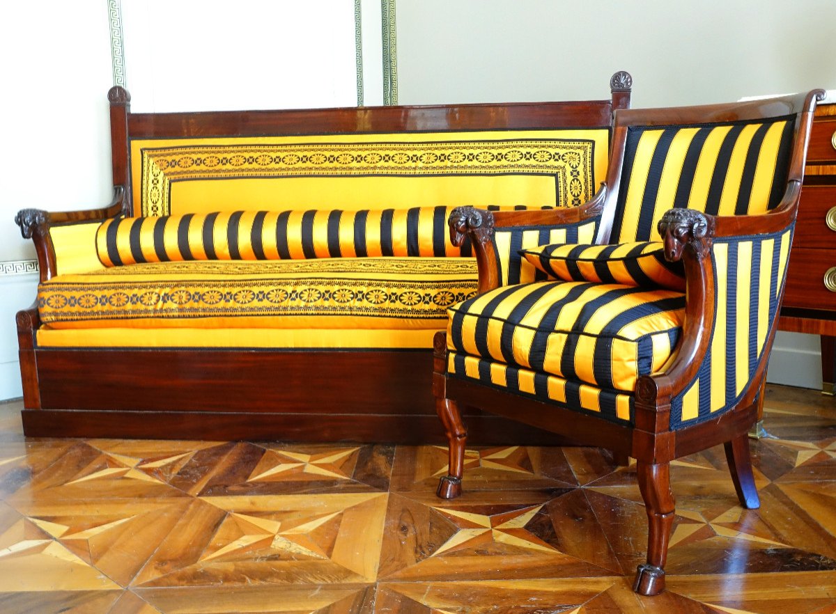 Bergère - Consulate Period Mahogany Office Chair Attributed To Jacob Frères-photo-8