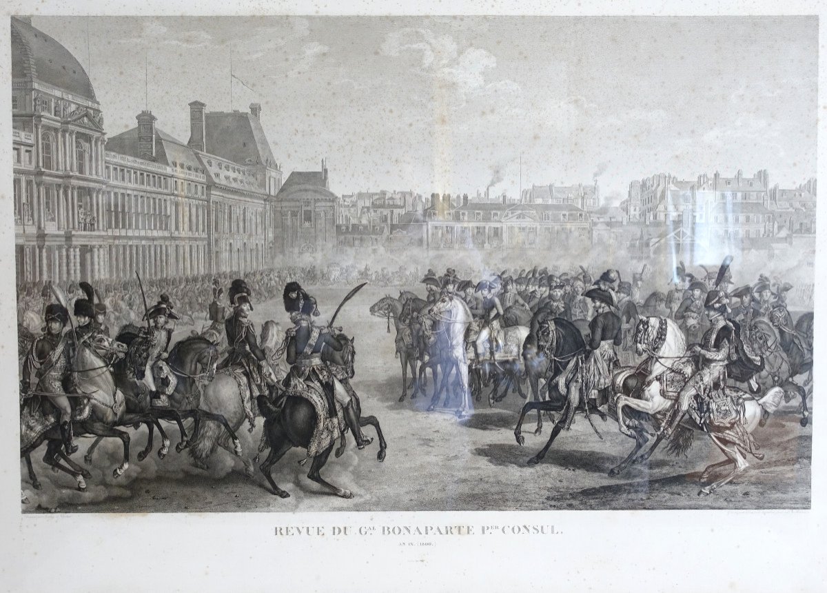 Gde Gravure Napoléonienne : Revue Du Général Bonaparte 1er Consul Aux Tuileries, Vernet Isabey-photo-2