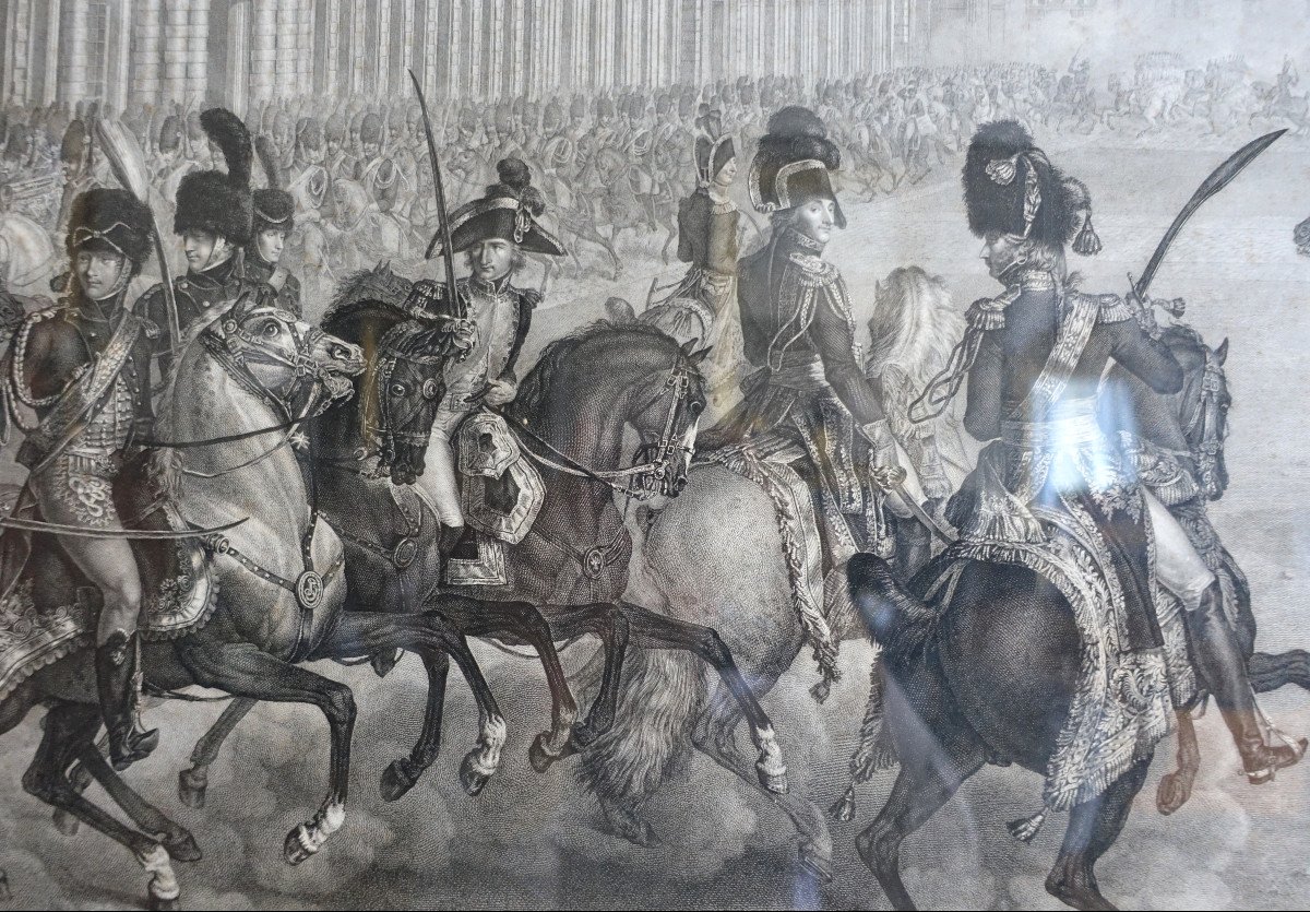 Gde Gravure Napoléonienne : Revue Du Général Bonaparte 1er Consul Aux Tuileries, Vernet Isabey-photo-1