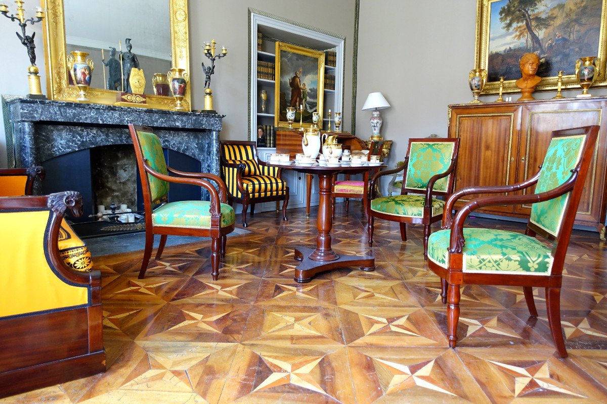 Jacob Desmalter - Pair Of Empire Mahogany Armchairs - Stamped And Labeled Chateau-photo-7