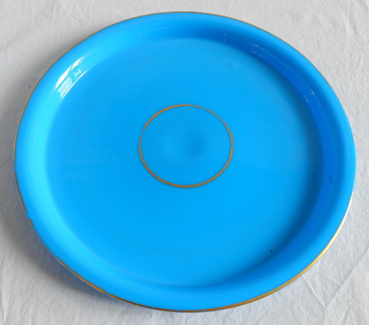 Baccarat - Plateau De Service En Opaline Bleu Turquoise - Circa 1840-photo-2