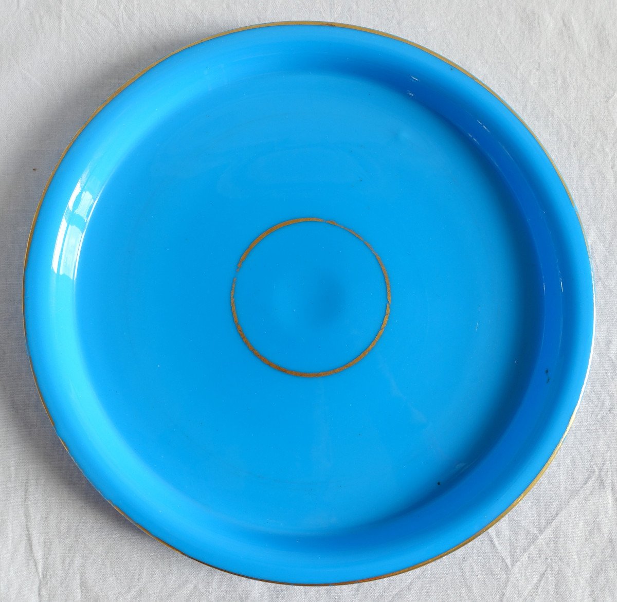 Baccarat - Plateau De Service En Opaline Bleu Turquoise - Circa 1840-photo-3