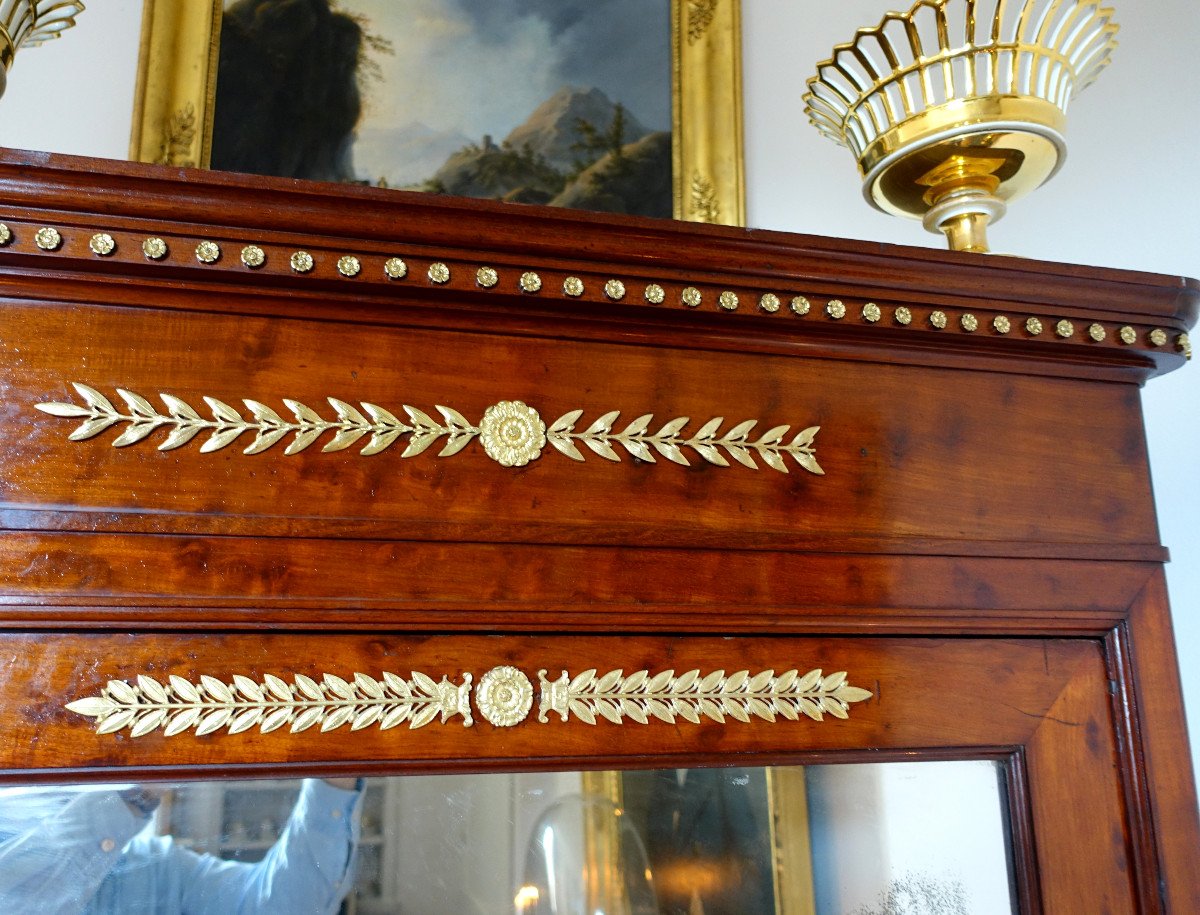 Jacob - Restoration Period Speckled Mahogany & Gilt Bronze Psyche Mirror Cabinet, Stamped-photo-3