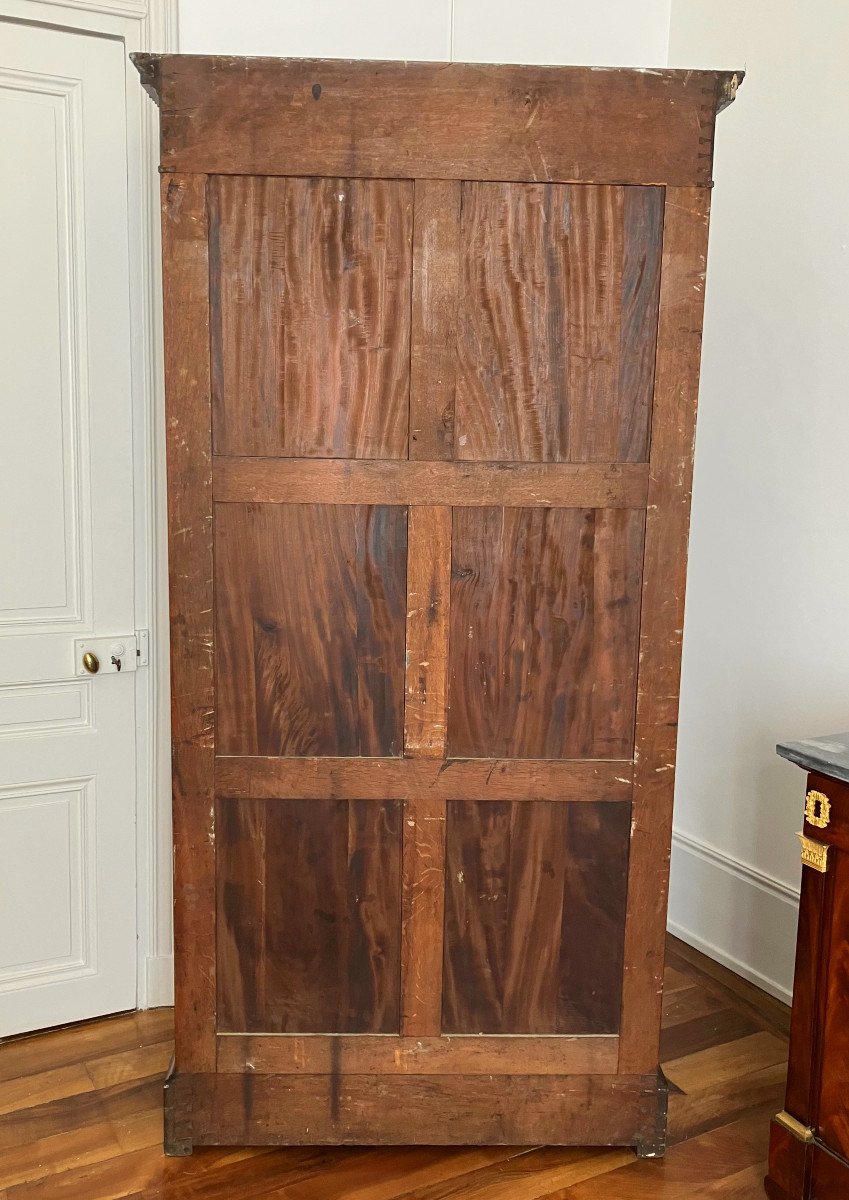 Jacob - Restoration Period Speckled Mahogany & Gilt Bronze Psyche Mirror Cabinet, Stamped-photo-6