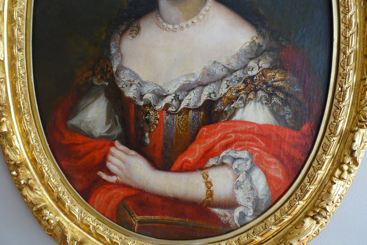 17th Century French School, Portrait Of An Aristocrat From The Louis XIV Period Circa 1660 Hst 98x80cm-photo-3