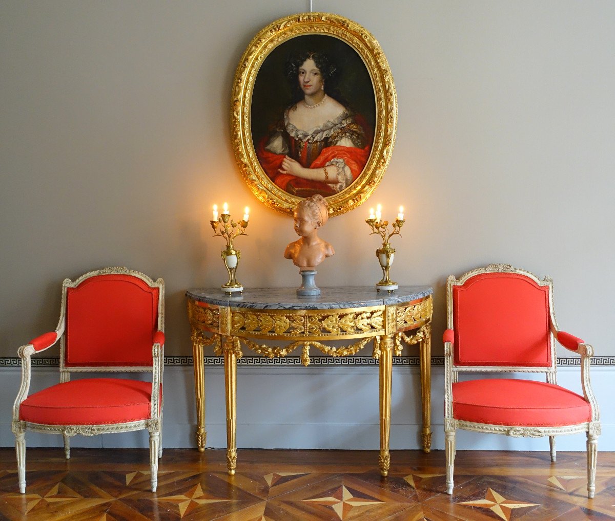 17th Century French School, Portrait Of An Aristocrat From The Louis XIV Period Circa 1660 Hst 98x80cm-photo-4