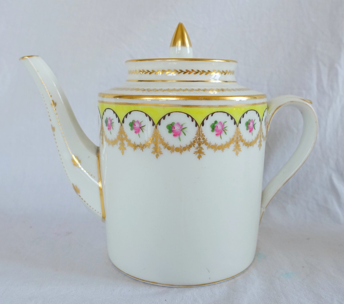 Manufacture Nast - Gold-plated Paris Porcelain Teapot Jug - Empire Period - Signed-photo-2