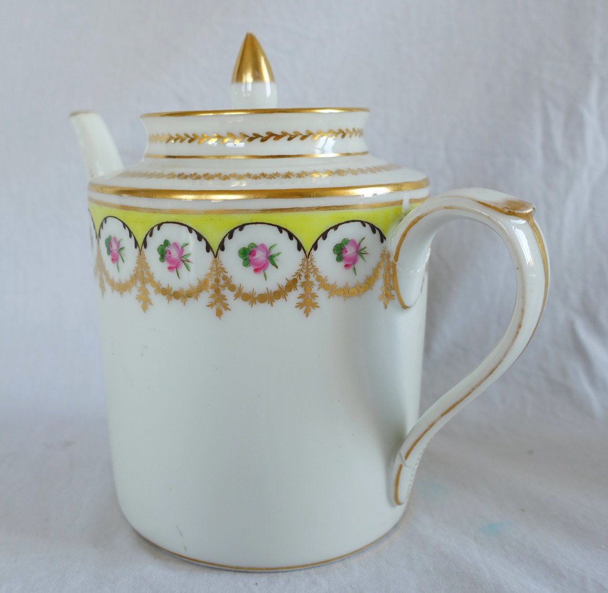 Manufacture Nast - Gold-plated Paris Porcelain Teapot Jug - Empire Period - Signed-photo-3