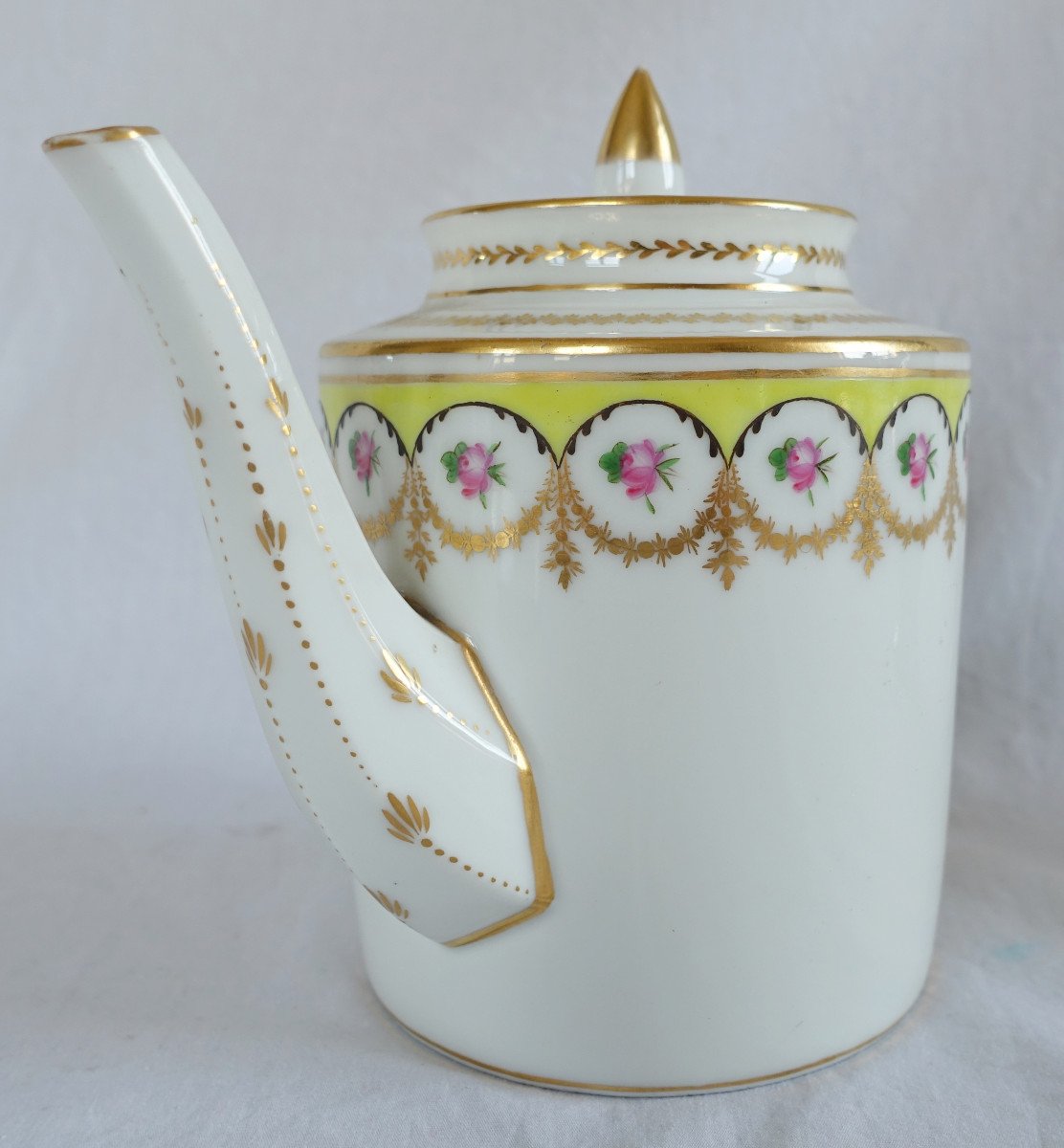 Manufacture Nast - Gold-plated Paris Porcelain Teapot Jug - Empire Period - Signed-photo-4