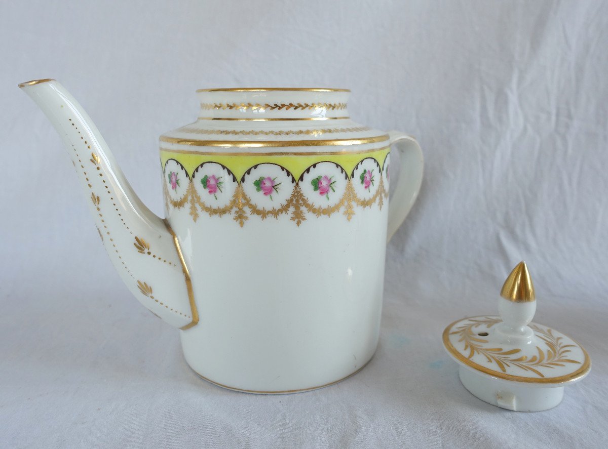 Manufacture Nast - Gold-plated Paris Porcelain Teapot Jug - Empire Period - Signed-photo-1