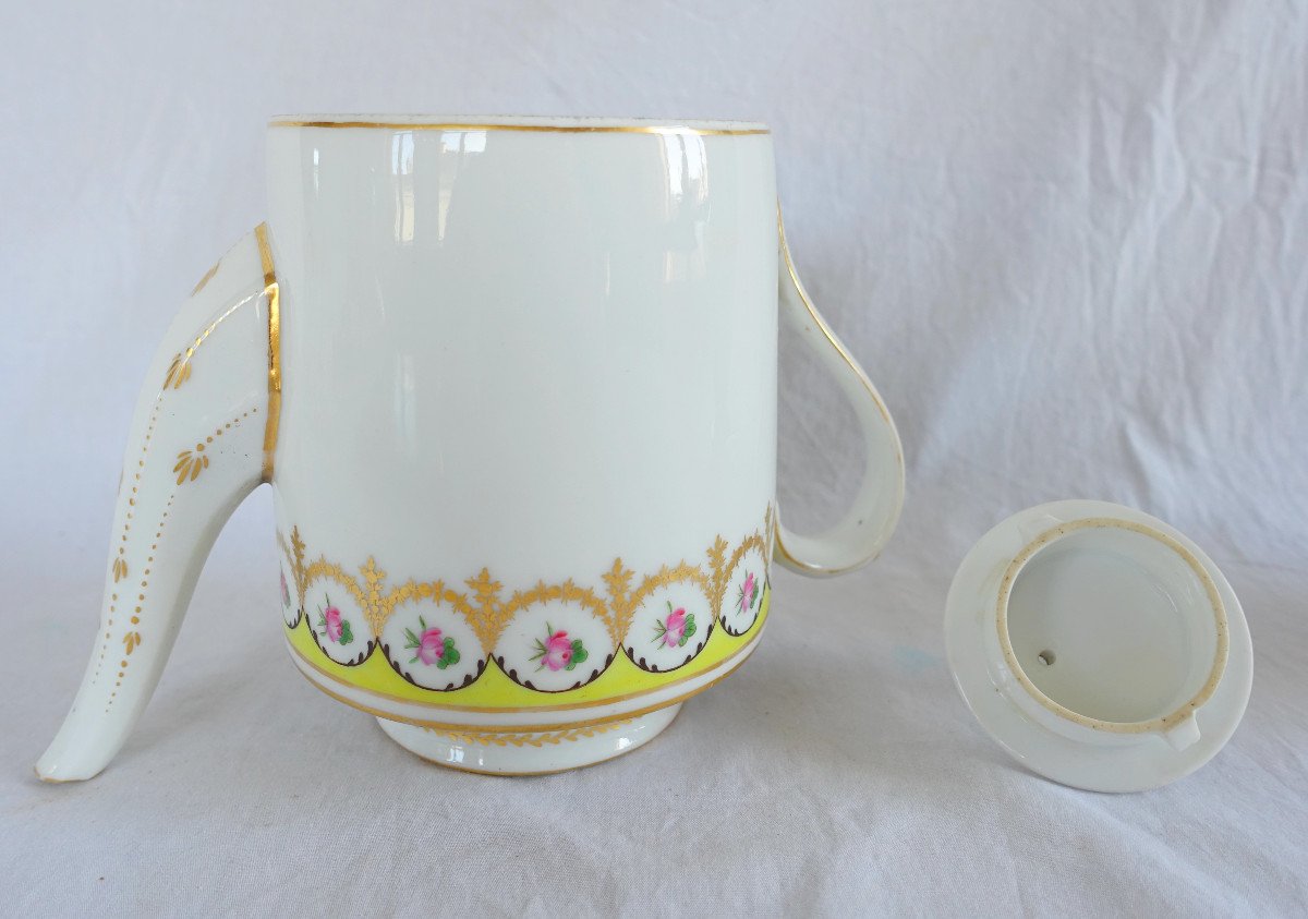 Manufacture Nast - Gold-plated Paris Porcelain Teapot Jug - Empire Period - Signed-photo-4