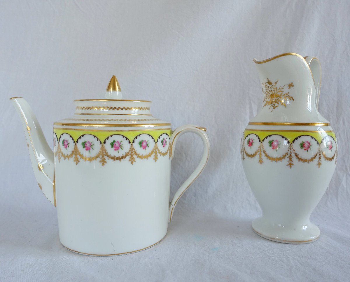 Manufacture Nast - Gold-plated Paris Porcelain Teapot Jug - Empire Period - Signed-photo-5