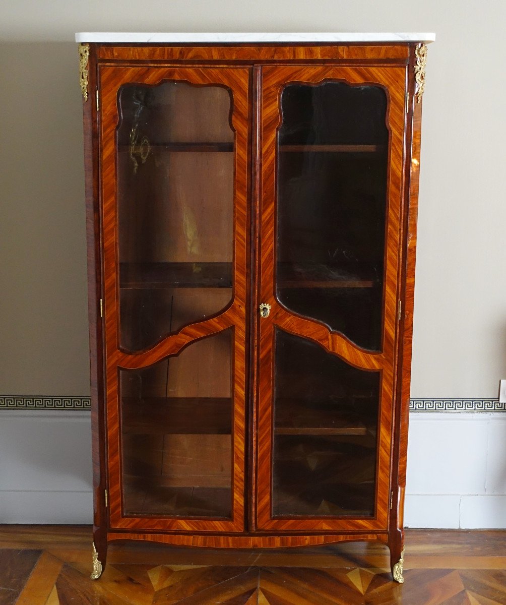 Louis XV Period Marquetry Library Display Case-photo-2