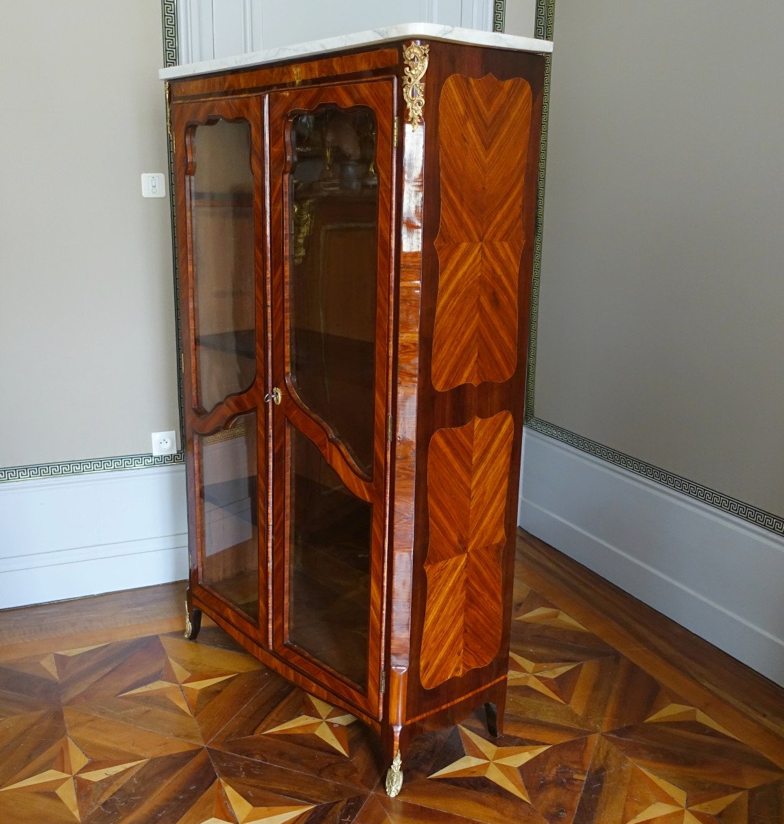 Louis XV Period Marquetry Library Display Case-photo-3