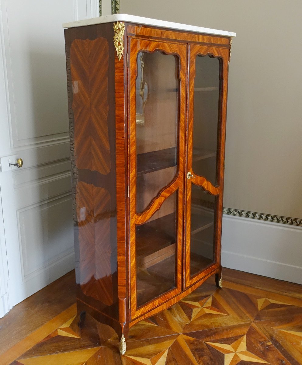 Louis XV Period Marquetry Library Display Case-photo-4